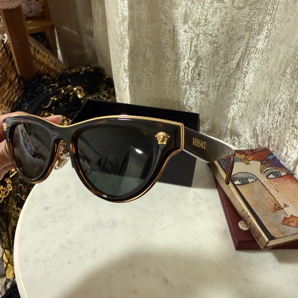 Versace Black and Gold Polarized Sunglasses main image 7